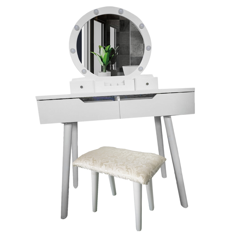 Tavolo da trucco moderno in legno in stile con specchio buon prezzo con interruttore di illuminazione mobiletto da toeletta per camera da letto